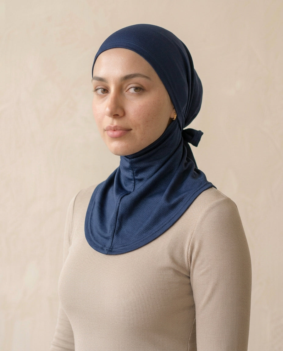 Sous-hijab Sport maille technique coloris bleu nuit